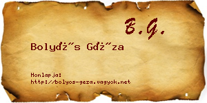 Bolyós Géza névjegykártya