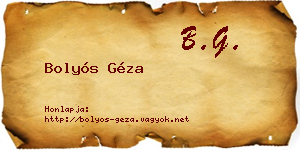 Bolyós Géza névjegykártya